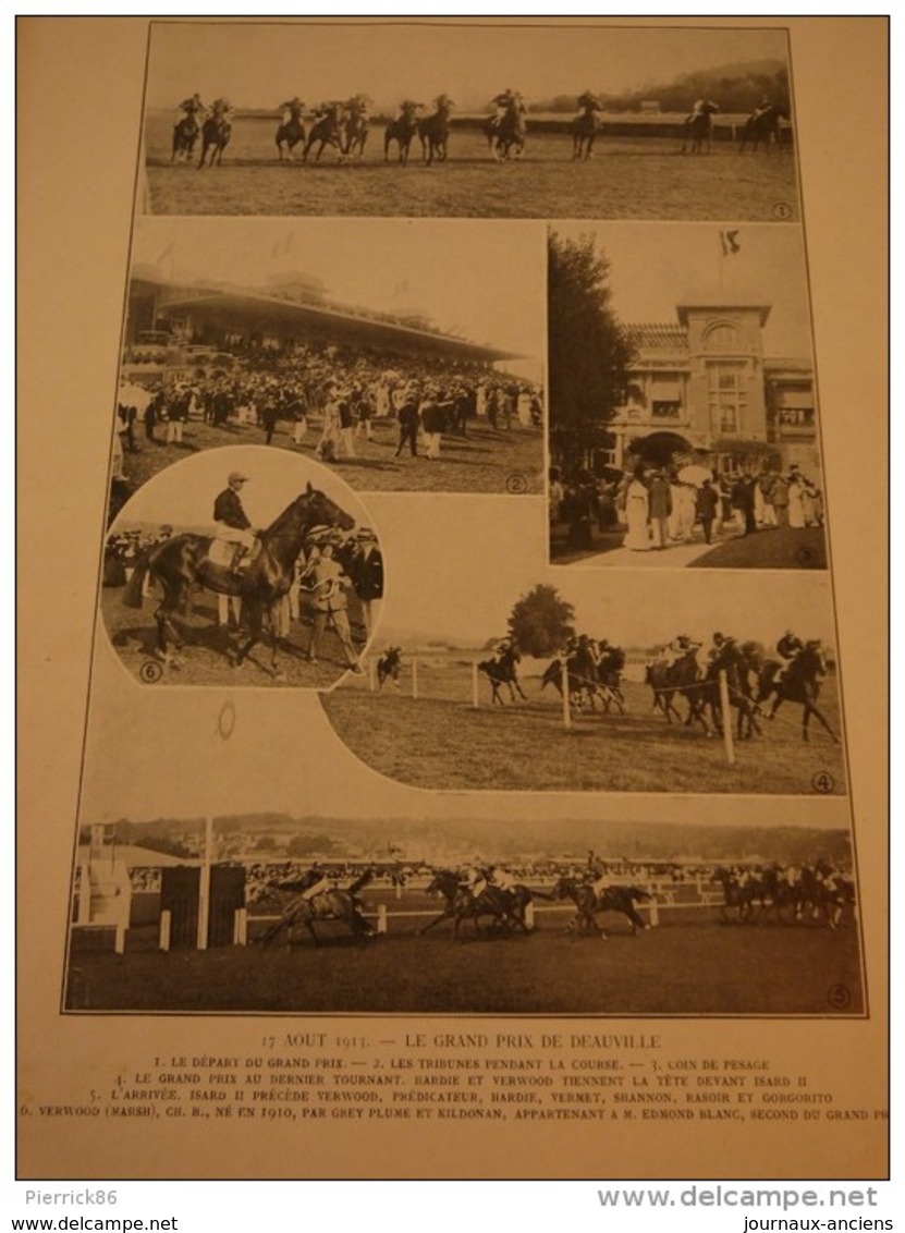 1913 GRANP PRIX DE DEAUVILLE BARONNE DE ROTHSCHILD / CONCOURS DE SAUMUR / FOX ET FOUINES /AEROPLANE NIEUPORT DUNNE - Autres & Non Classés