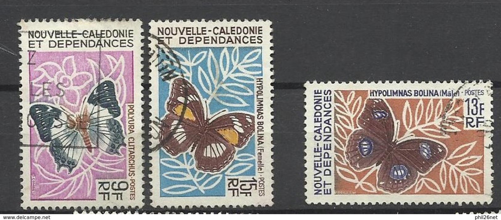 Nouvelle Calédonie N° 342 à  344 Papillons    Oblitérés  B/TB       - Usati