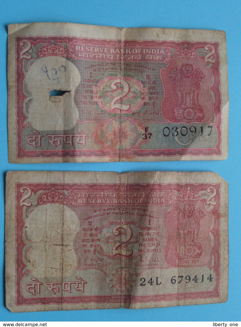 2 X TWO RUPEES : F37 030917 ( Reserve Ban Of India ) ! - India