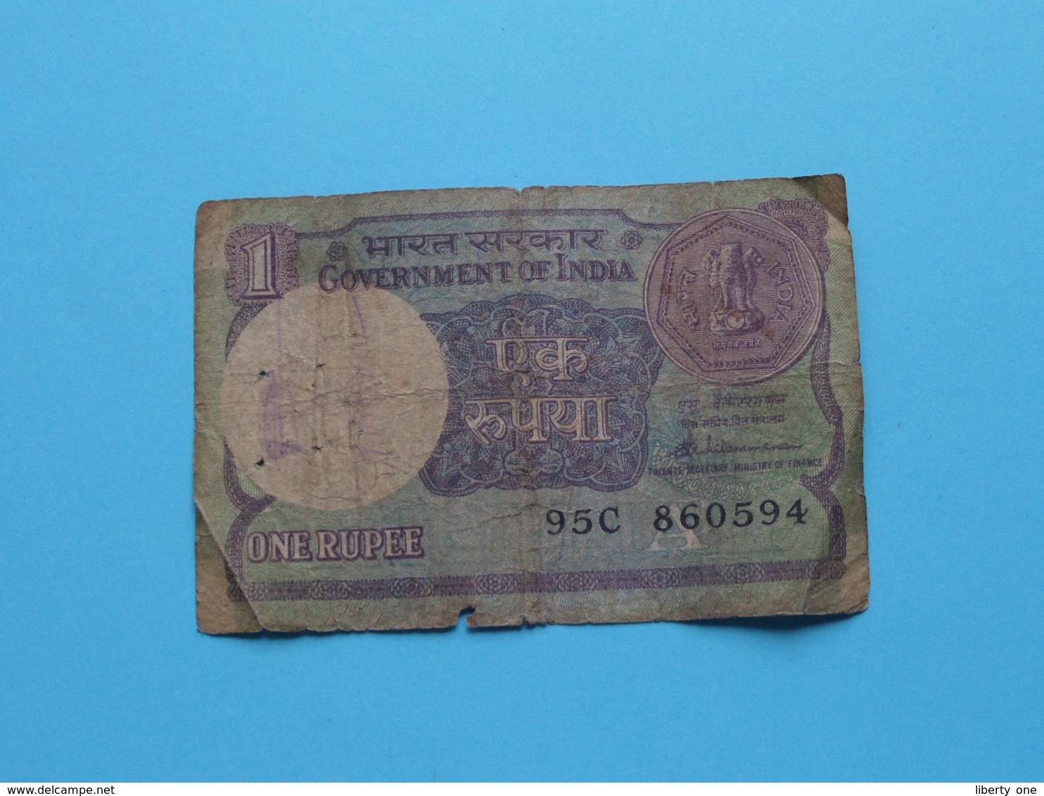 1 ( One ) RUPEE : 95C 860594 ( Reserve Bank Of India ) ! - Indien