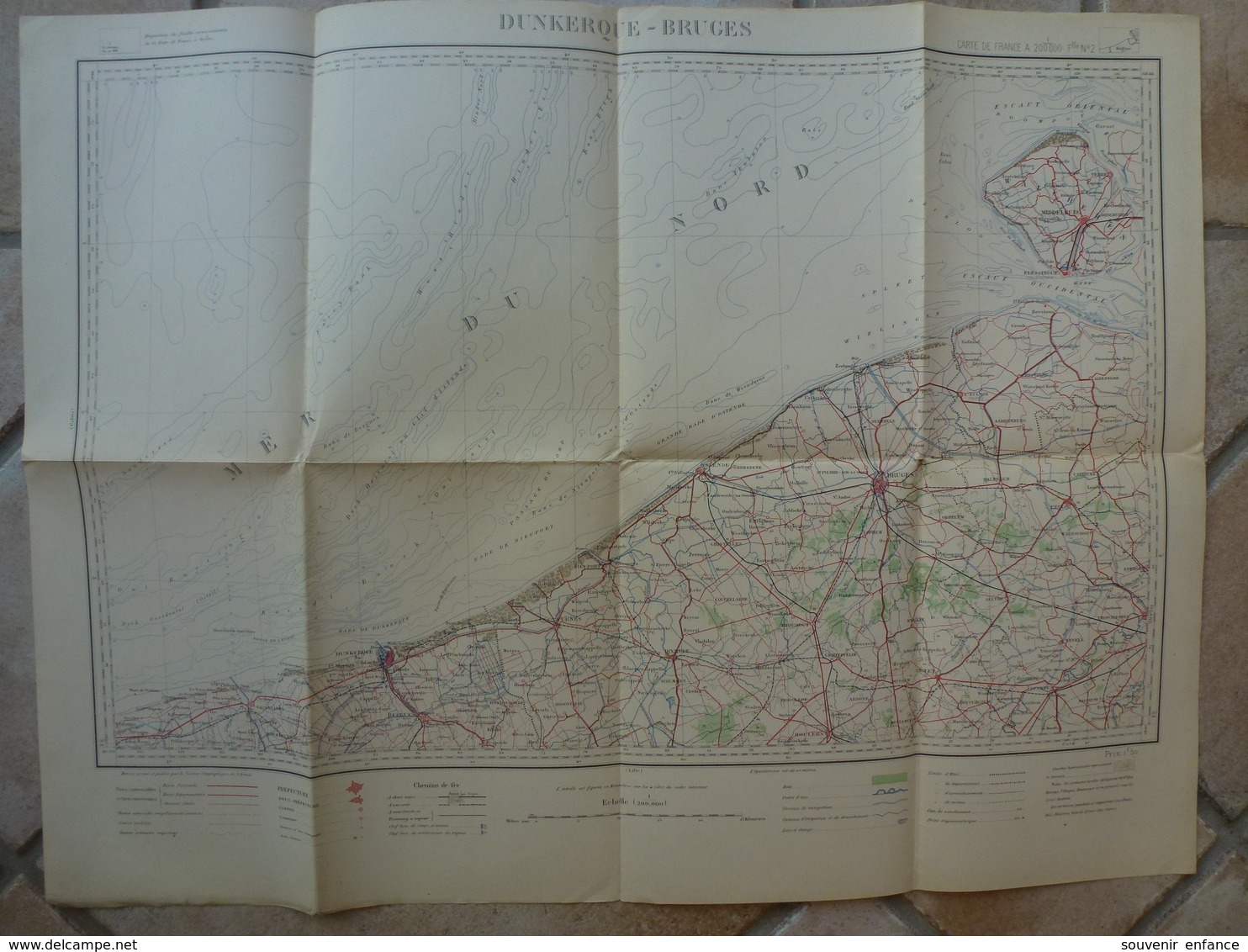 Carte Dunkerque Bruges 59 Nord Bergues GravelinesDixmude Roulers Nieuport Thielt Nevele Tronchennes - Cartes Topographiques