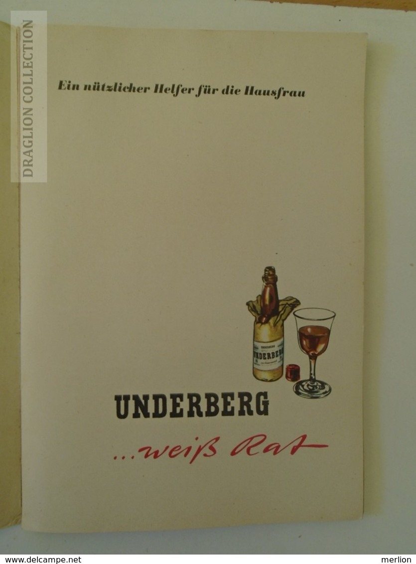 ZA200.1  Underberg Weiß Rat: Ein Nützlicher Helfer Für Die Hausfrau Broschiert –Cook Cookbook  Cuisine 1956 - Manger & Boire