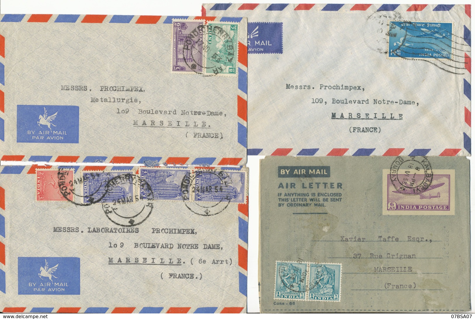 INDE LOT DE 4 X LETTRE AVION A ETUDIER - Lettres & Documents