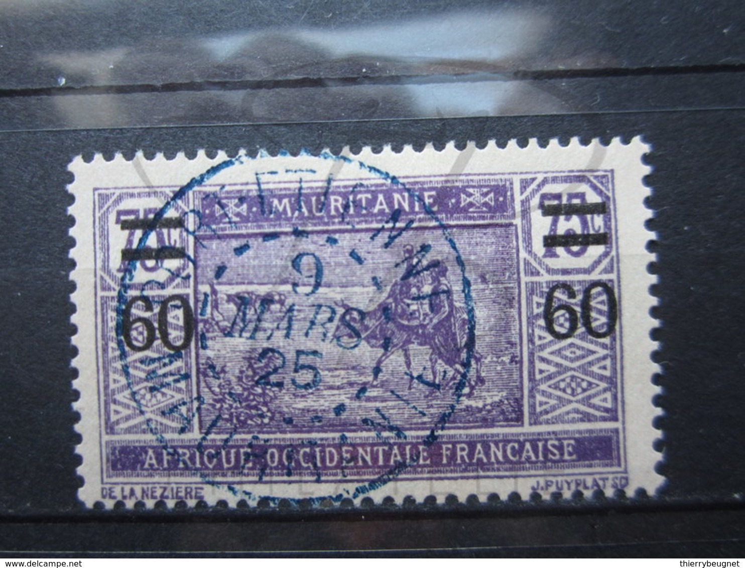 VEND BEAU TIMBRE DE MAURITANIE N° 36 , CACHET BLEU " PORT-ETIENNE " !!! - Oblitérés