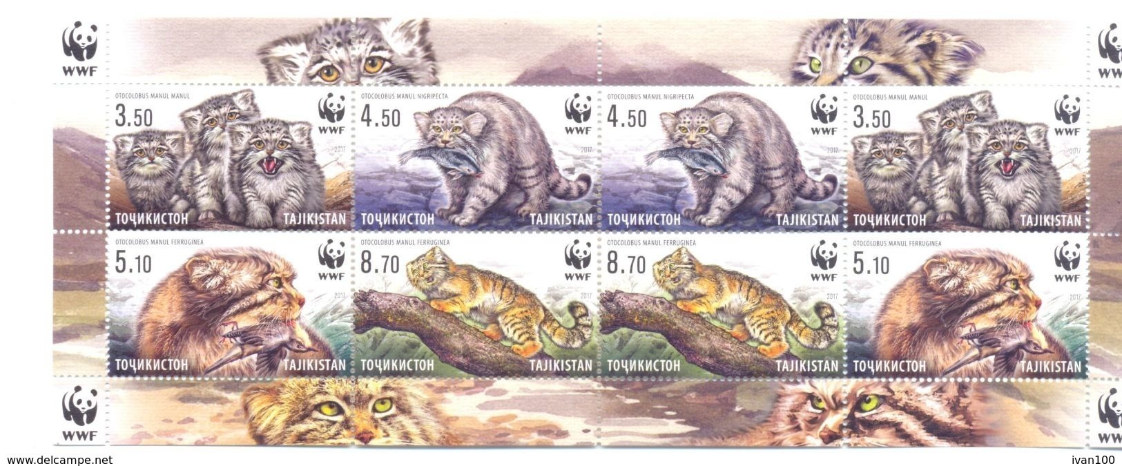 2017. Tajikistan, WWF, Wild Cat Manul, Sheetlet Perforated, Mint/** - Tadjikistan
