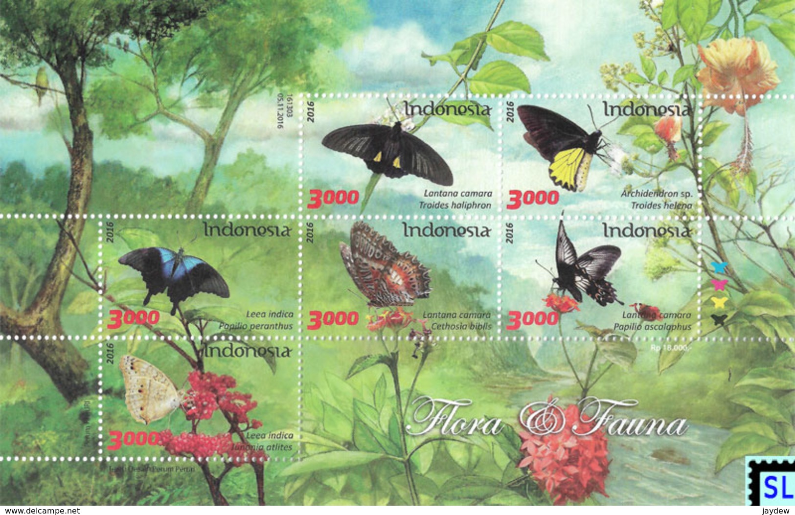 Indonesia Stamps 2017, Butterflies & Flowers, Flora, Fauna, MNH - Indonesia