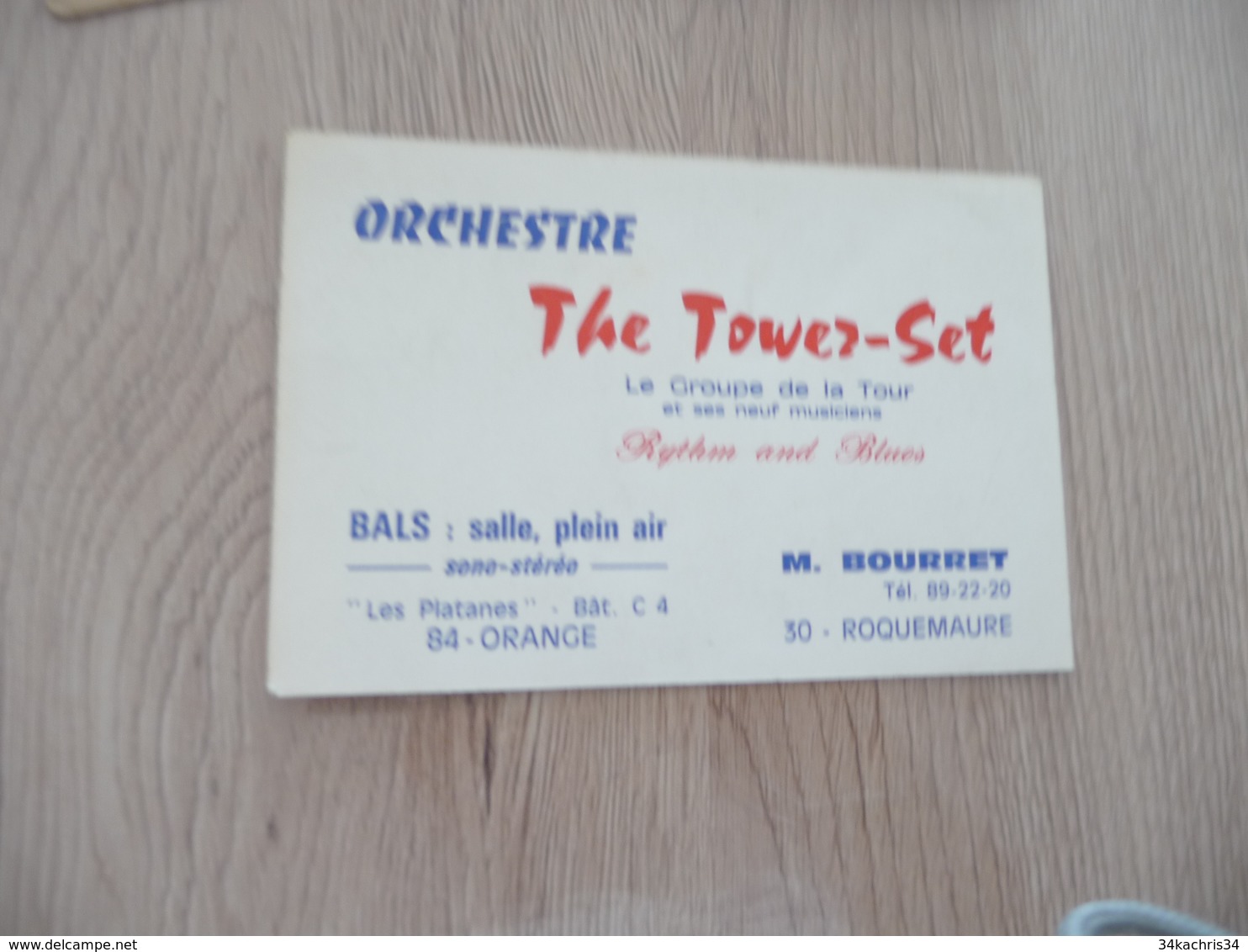 Musique Carte De Visite CDV Orchestre The Tower Set Rythm And Blues Roquemaure Gard M.Bourret - Autres & Non Classés