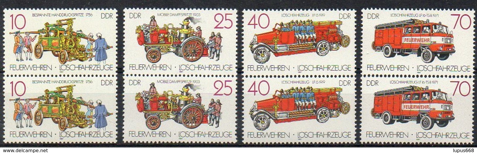 DDR  1987  MiNr. 3101/ 3104  **/ Mnh  Paare;  Feuerwehr - Sapeurs-Pompiers