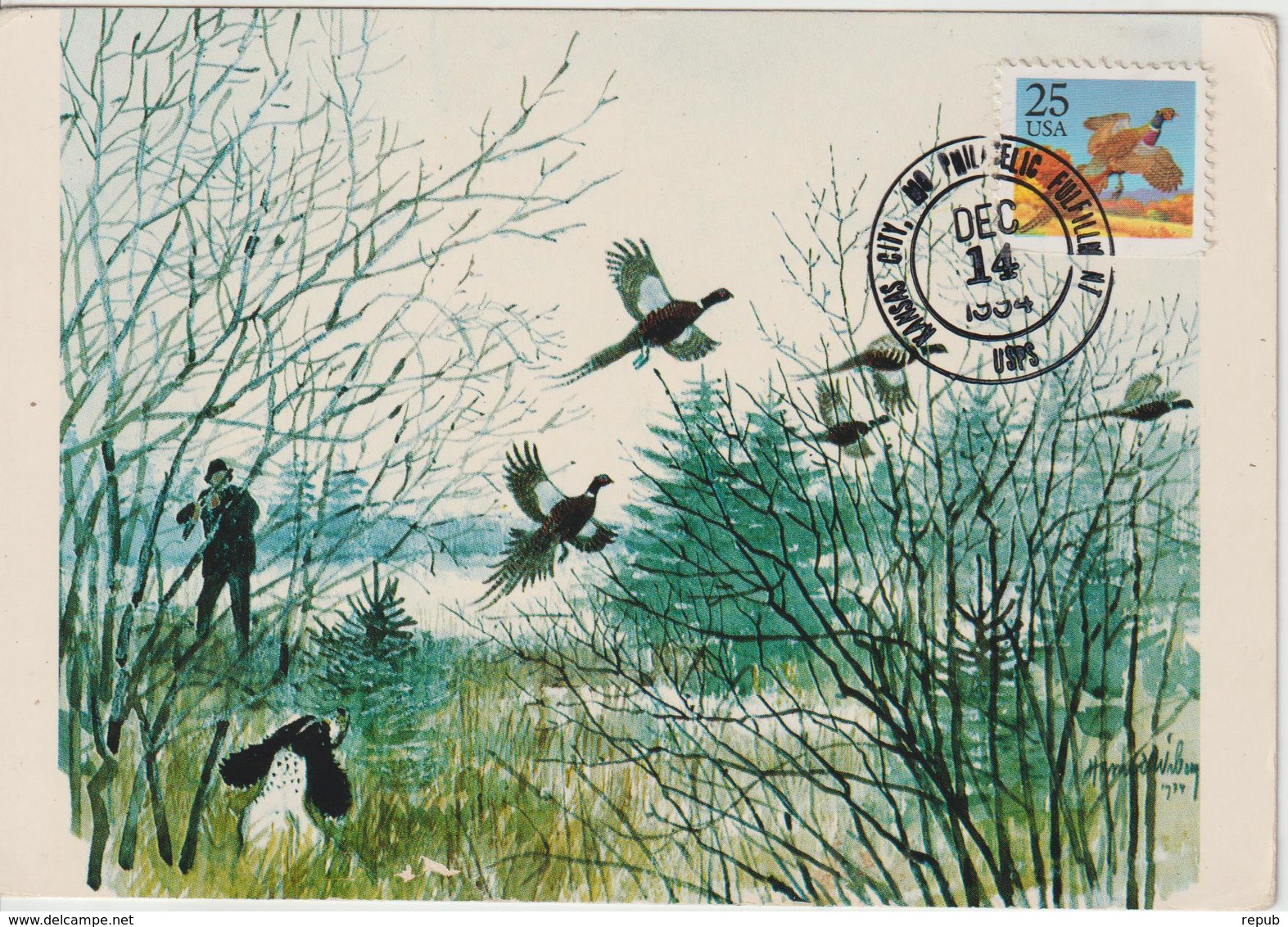 Etats-Unis Carte Maximum Oiseaux 1988 Faisan 1809 - Maximumkaarten