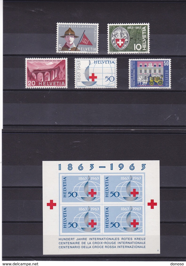 SUISSE 1963 PROPAGANDE Yvert 705-707 + 709-710 + BF 19 NEUF** MNH - Unused Stamps