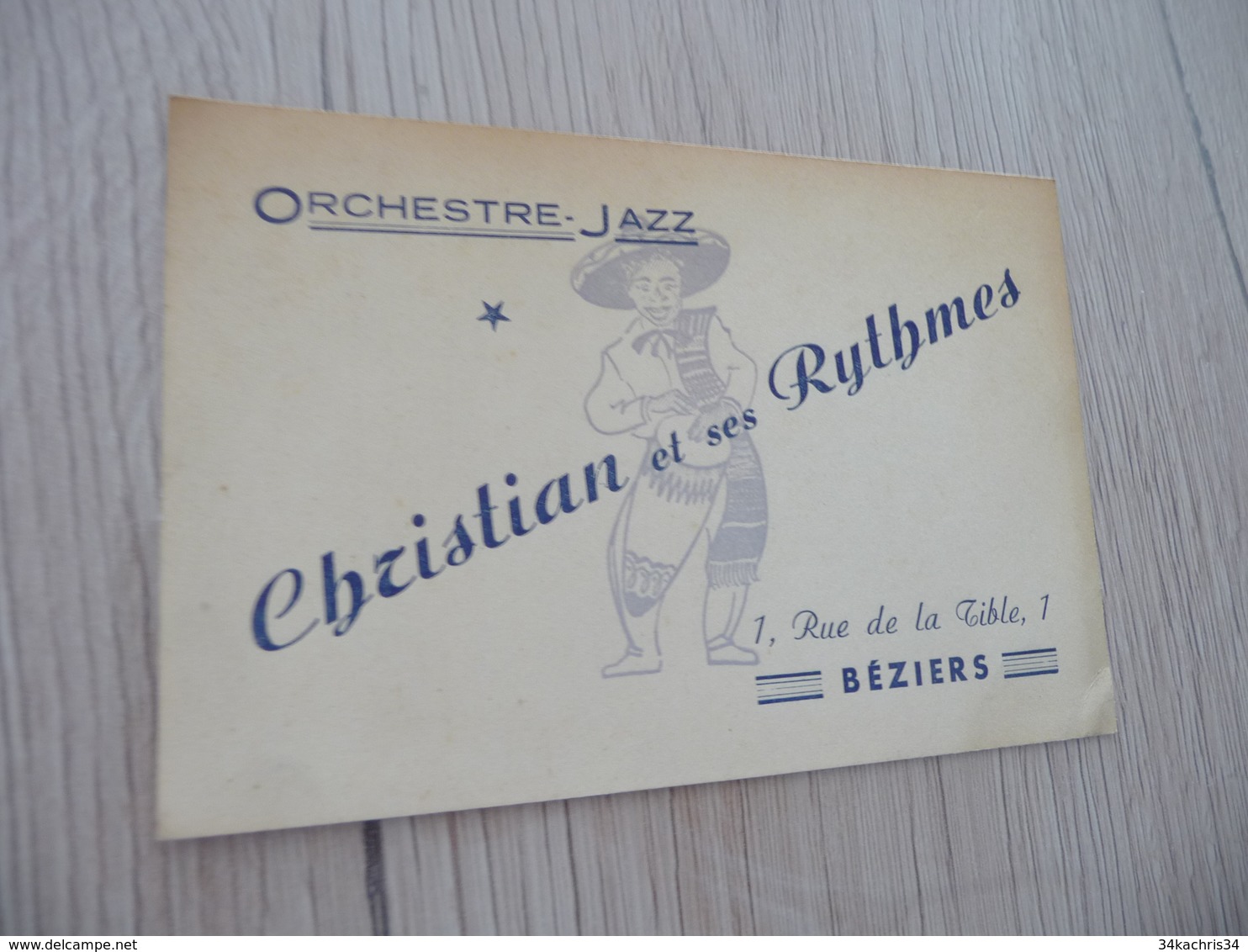 Musique Carte De Visite CDV Orchestre Christian Et Ses Rythmes Jazz Béziers Hérault - Autres & Non Classés