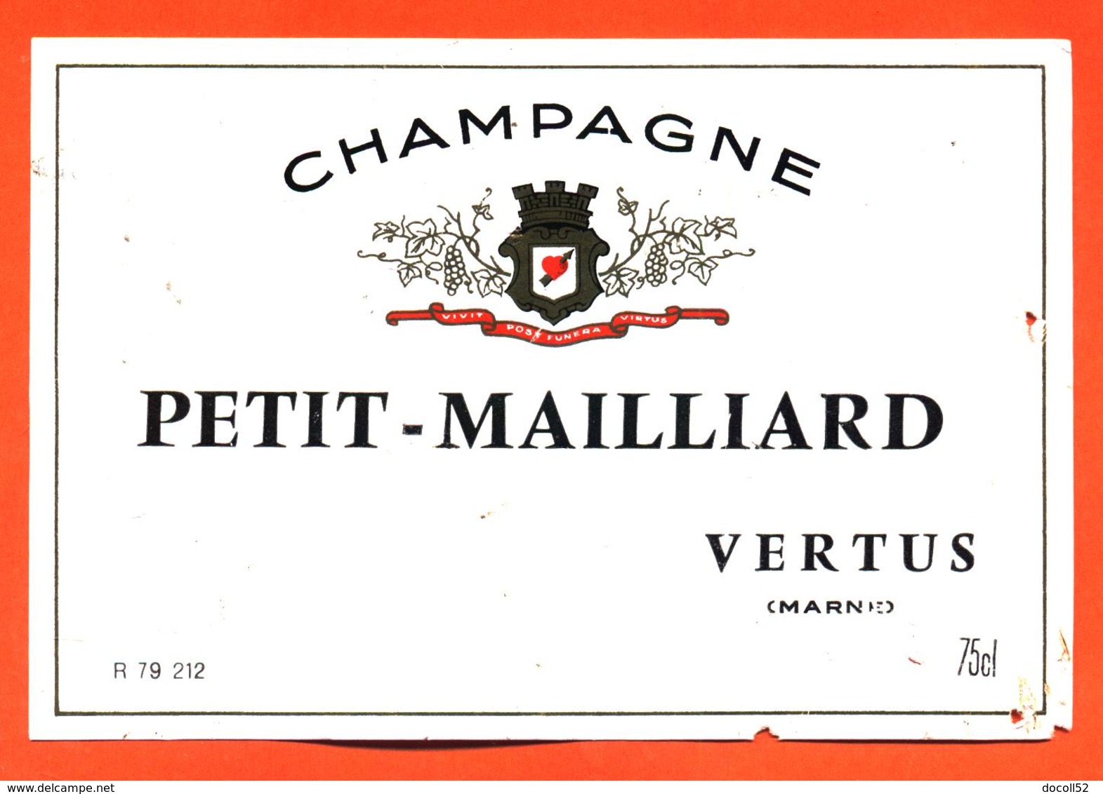 étiquette De Champagne Brut Petit Mailliard à Vertus - 75 Cl - Champagne