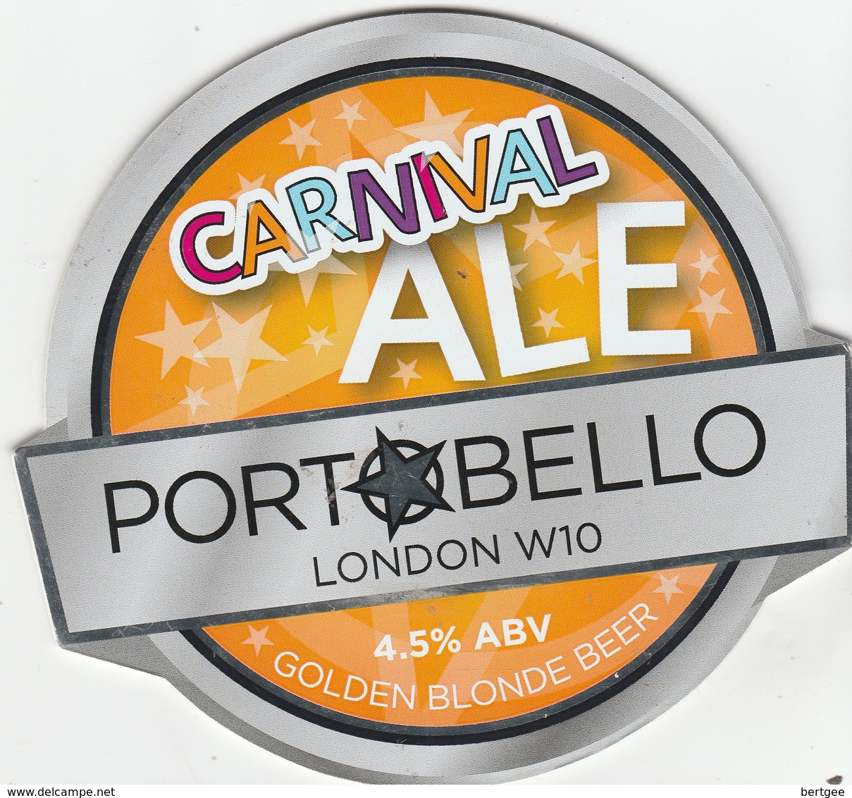 PORTOBELLO BREWERY (LONDON, ENGLAND) - CARNIVAL ALE - PUMP CLIP FRONT - Signs