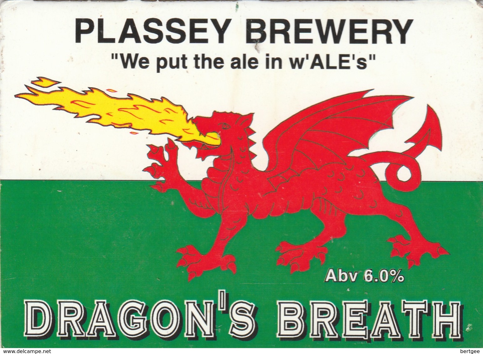 PLASSEY BREWERY (WREXHAM, WALES) - DRAGON'S BREATH - PUMP CLIP FRONT - Signs