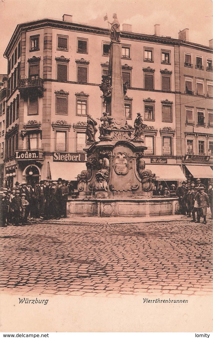 Allemagne Wurzburg Wuerzburg Wurtzbourg Vierrohrenbrunnen Cpa Carte Animée - Wuerzburg