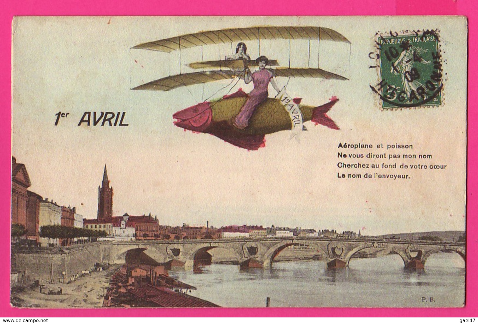 CPA (Ref: Z 1392) ) 1er AVRIL POISSON D'AVRIL Vol En Poisson Aéroplane - 1er Avril - Poisson D'avril