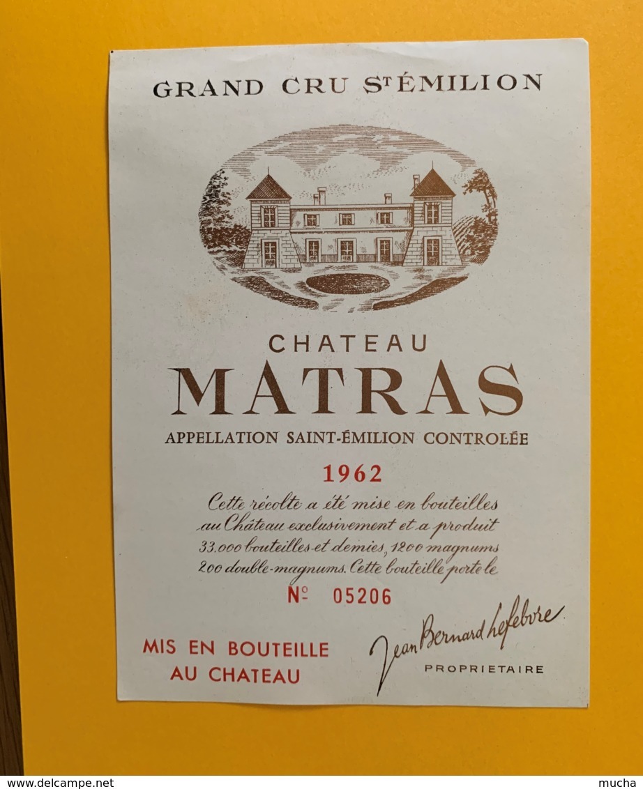 9497 - Château Matras 1962 Saint-Emilion - Bordeaux