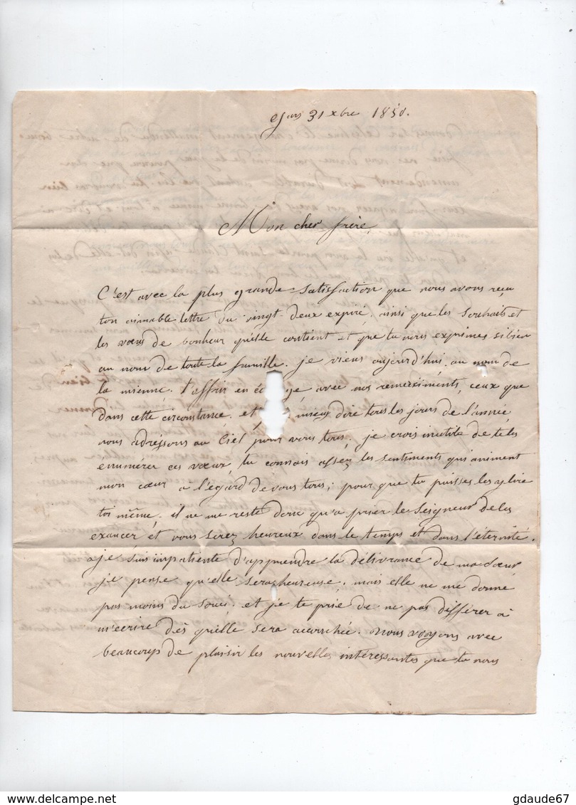 1851 - LETTRE De GARS (BOITE RURALE C) Avec CURSIVE ST SAINT AUBAN & TYPE 15 De GRASSE (ALPES MARITIMES / VAR) - 1849-1876: Période Classique