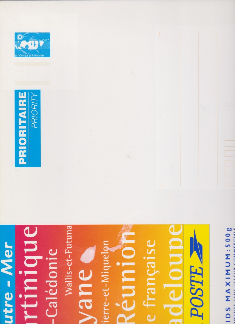 FRANCE 1 Entier Postal Enveloppe N°YT 2806-E10 1997 Marianne De Briat Bleu DOMTOM Enveloppe Cartonnée 328*248 Pour 500 G - Prêts-à-poster:  Autres (1995-...)