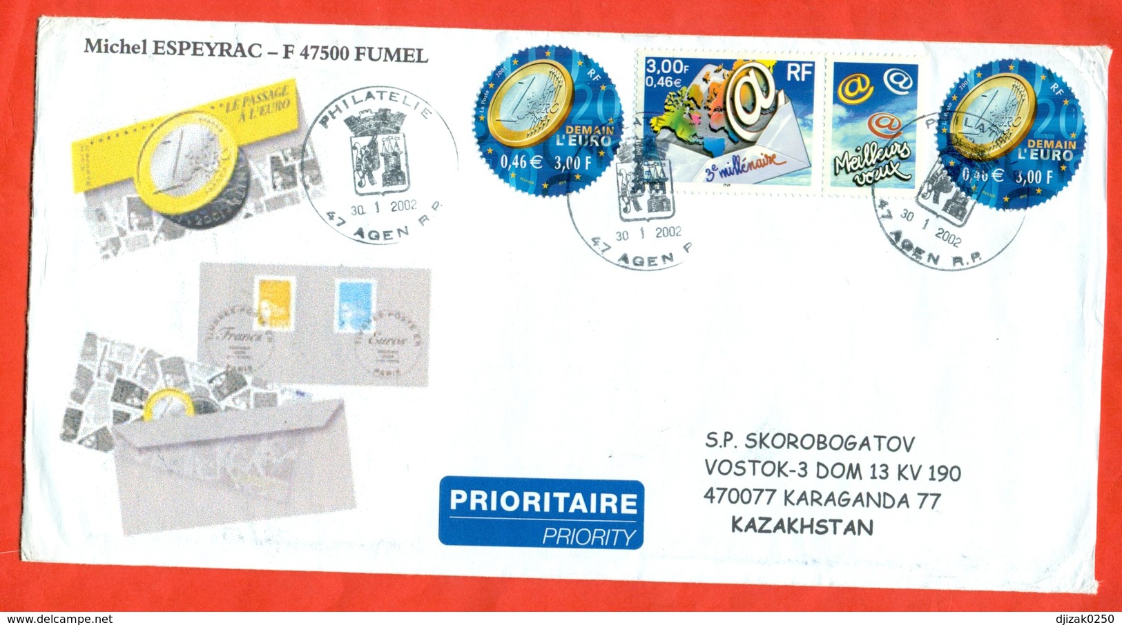 France 2002. Envelope Past Mail With A Souvenir Card.Airmail. - Munten