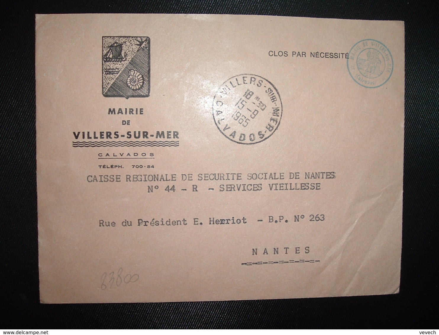 LETTRE MAIRIE OBL.15-9 1965 VILLERS SUR ER CALVADOS (14) - Cachets Manuels