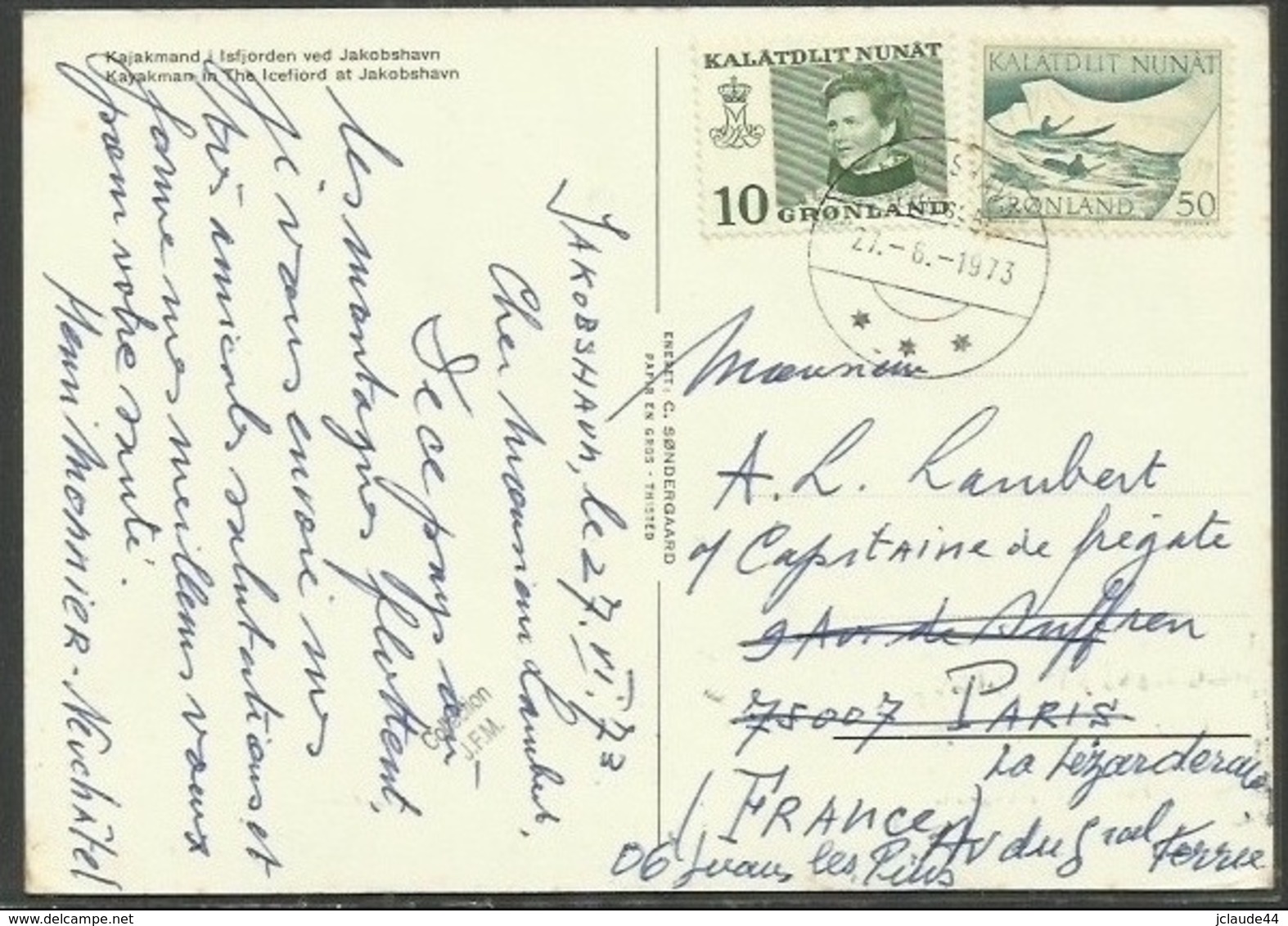 Greenland - Kayakman In The Icefjord At Jakobshavn - POSTALLY USED - Groenland