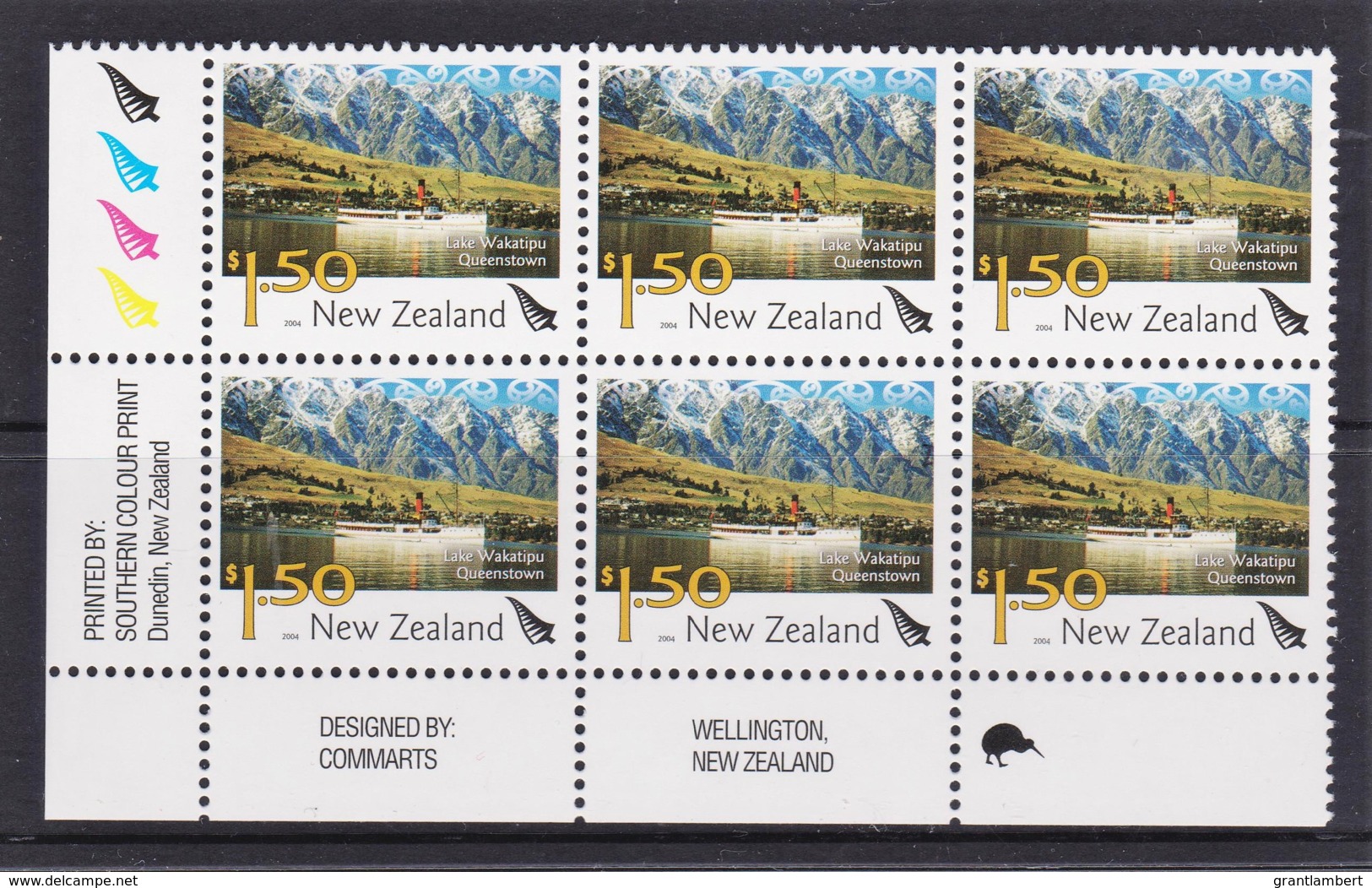 New Zealand 2004 Scenic $1.50 Lake Wakatipu Control Block MNH, 1 Kiwi - Unused Stamps