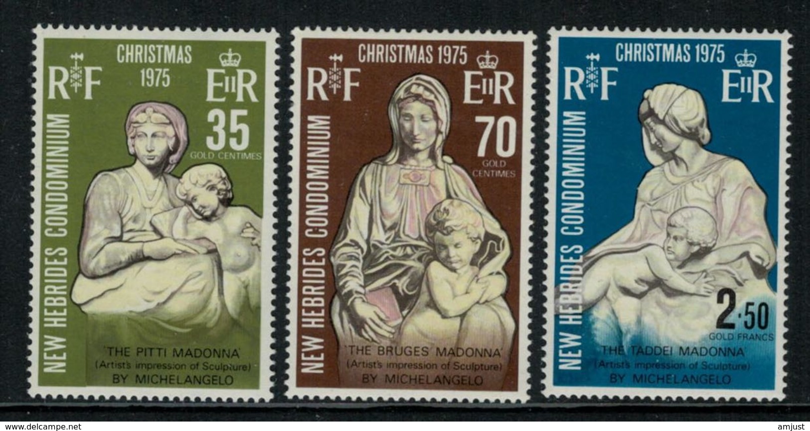 New Hebrides // 1960-1980 // 1975 // Noël, Sculptures De Mickel-Ange Timbres Neufs** MNH No. Y&T 421-423 - Neufs