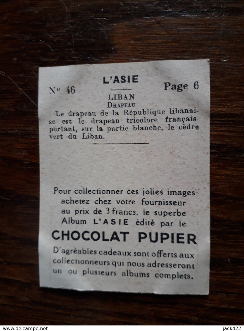 L20/33 Chromo Image Chocolat Pupier. Liban . Drapeau - Other & Unclassified