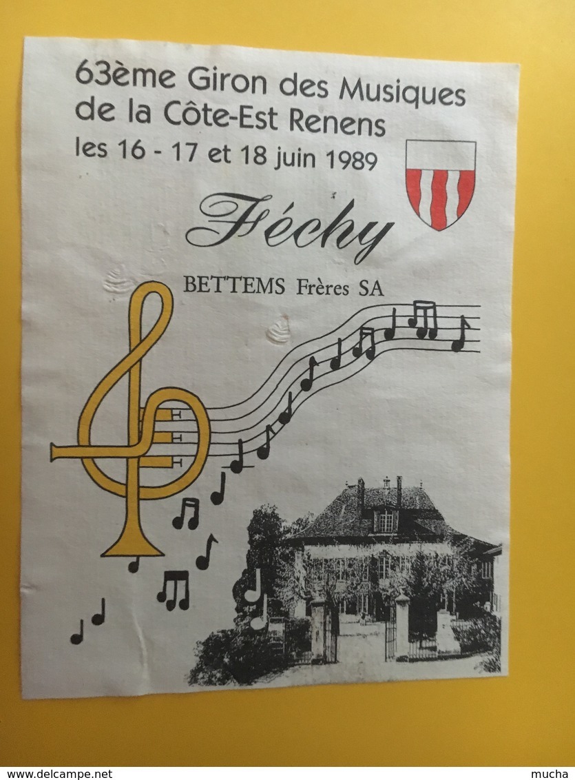 8744 - 63e Giron Des Musiques De La Côte-Est Renens 1989 Suisse Féchy - Música