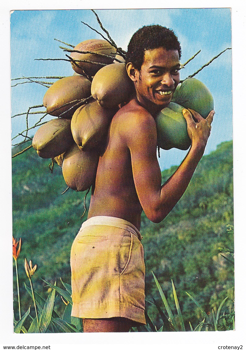 Seychelles N°75 Native Boy Jeune Garçon Boy Avec Noix De Coco Vertes Photo Eden LTD Box 326 Mahe - Seychelles