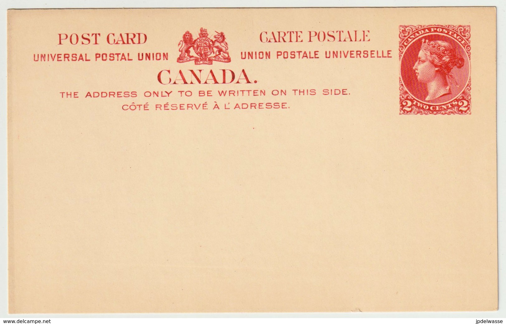 Carte Postale P15 (Webb) Union Postale Universelle 2¢ Vermillon - 1860-1899 Règne De Victoria