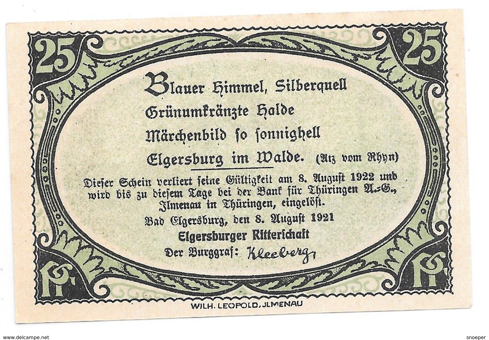 **notgeld  Elgersburg 25 Pfennig 328.1 - [11] Local Banknote Issues