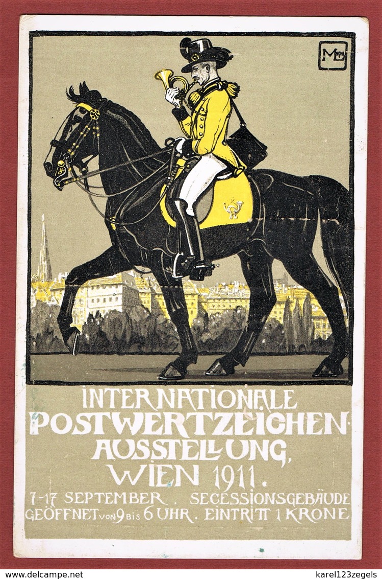 Privatganzsache Int Postwertzeichen Ausstellung Wien 1911  5 Vignetten, Gelaufen 2 Scan - Otros & Sin Clasificación