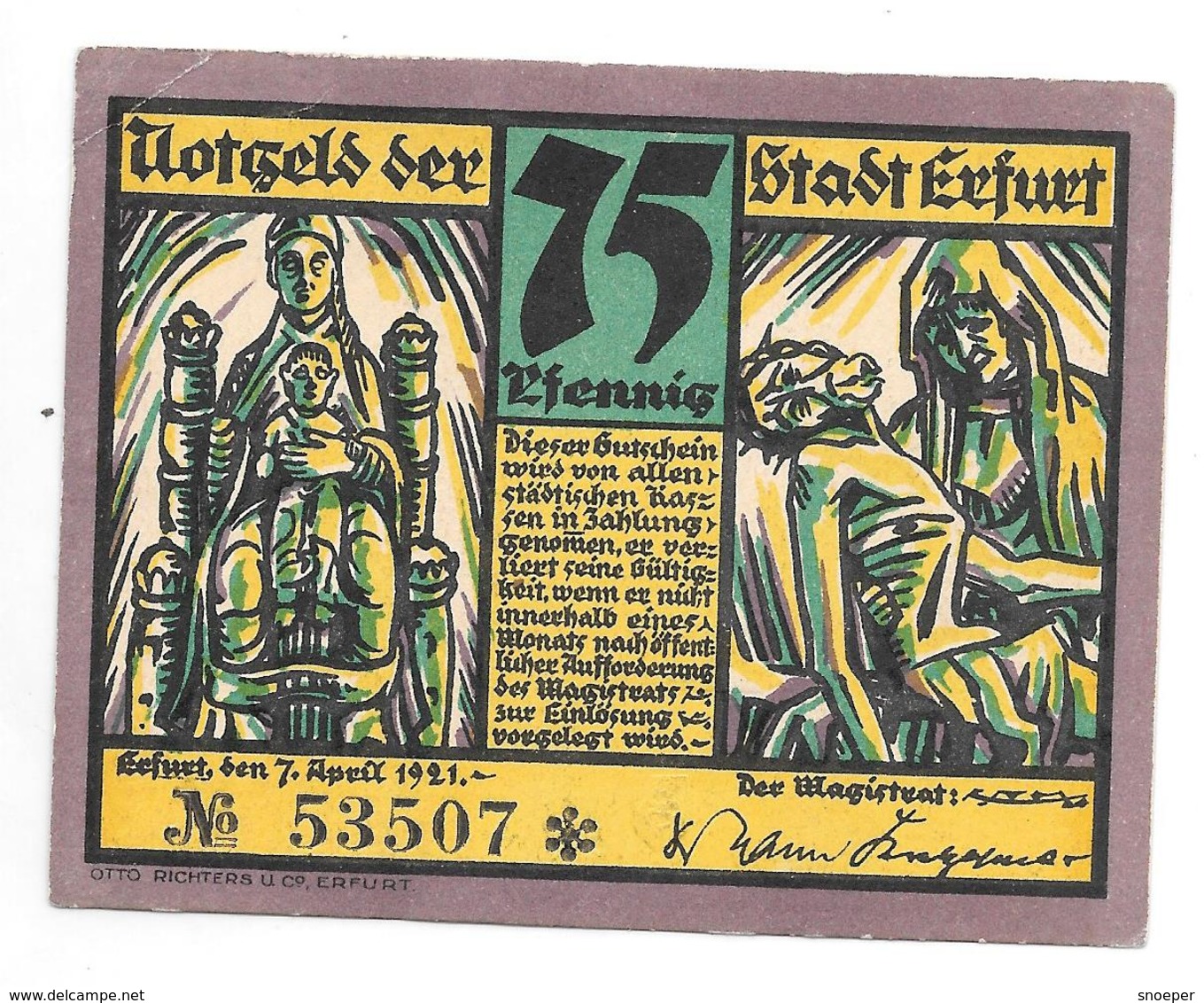 **notgeld  Erfurt 75 Pfennig 344.5 - [11] Emissions Locales