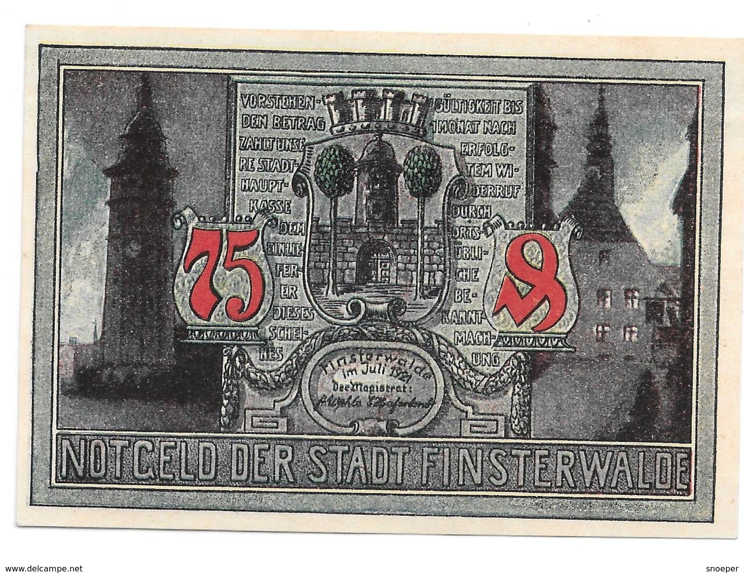 **notgeld Finsterwalde 75 Pfennig 362.1 - [11] Emissions Locales