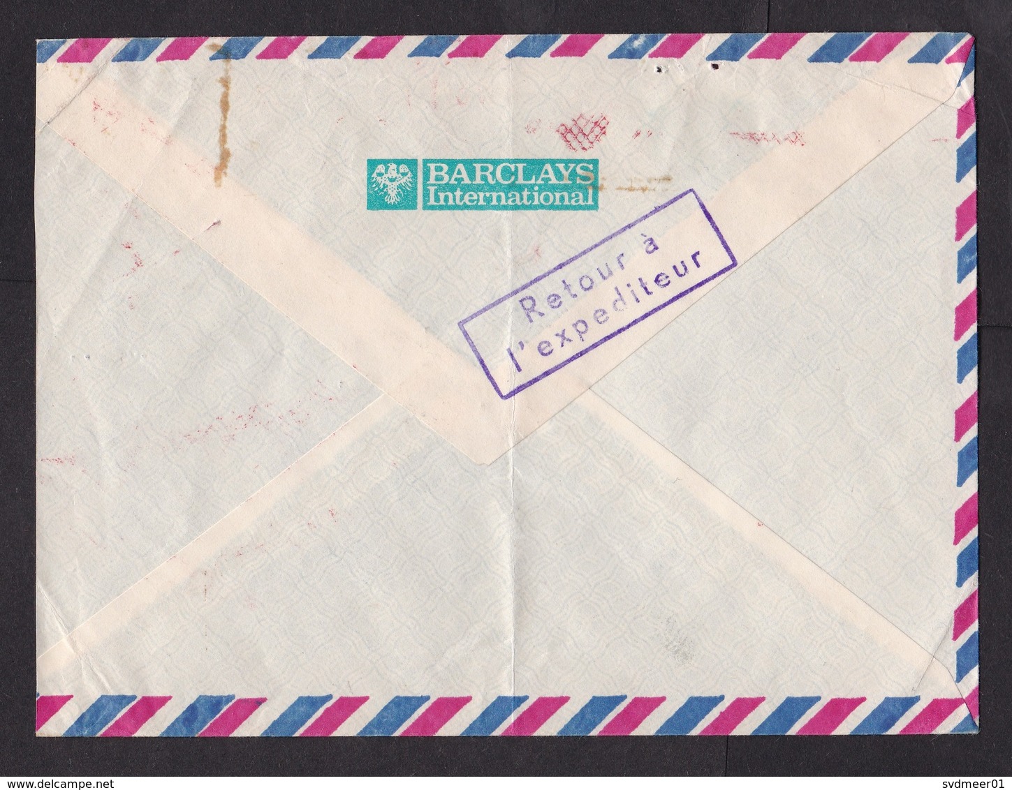 Kenya: Airmail Cover To Netherlands, 1981, Meter Cancel, Returned, Insufficient Address, Barclays Bank (minor Damage) - Kenia (1963-...)