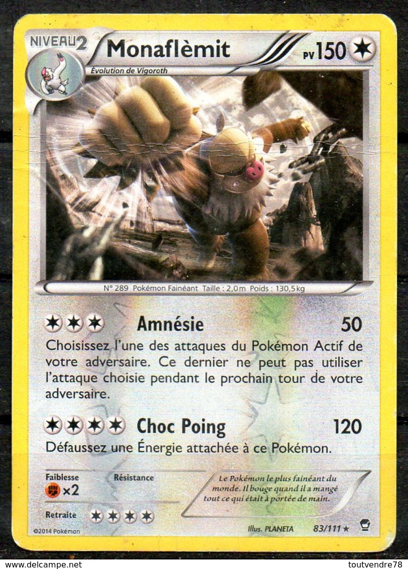 Carte Pokemon MONAFLEMIT 150PV / Édition XY : Poings Furieux / N°83/111 Holo - Autres & Non Classés