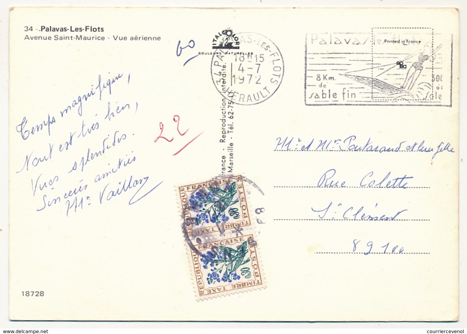 Lot 10 Cartes Postales, Toutes Taxées Type Fleurs, Années 60 Et 70 - Tous états - 1960-.... Cartas & Documentos