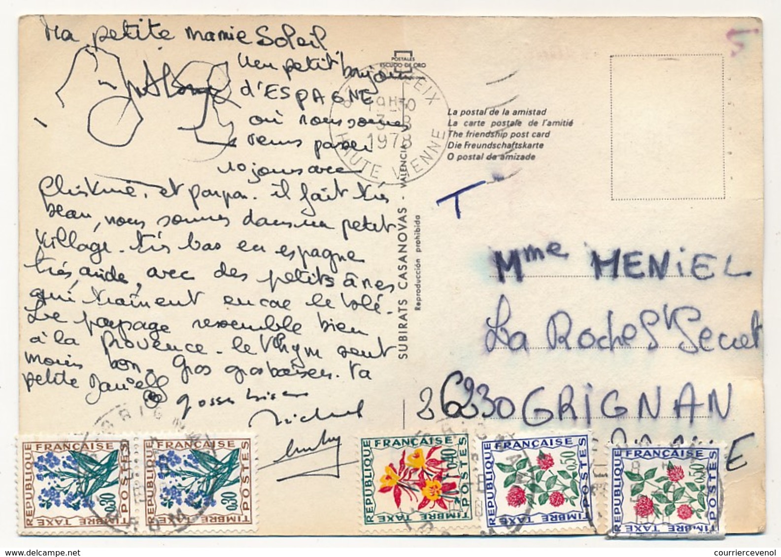 Lot 10 Cartes Postales, Toutes Taxées Type Fleurs, Années 60 Et 70 - Tous états - 1960-.... Cartas & Documentos