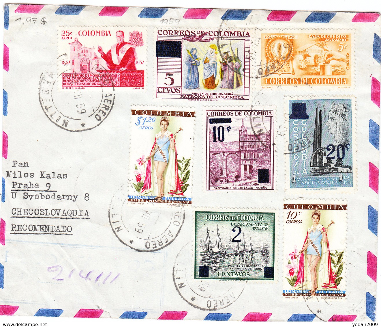 COLOMBIA AIRMAIL COVER 1959 - Colombia