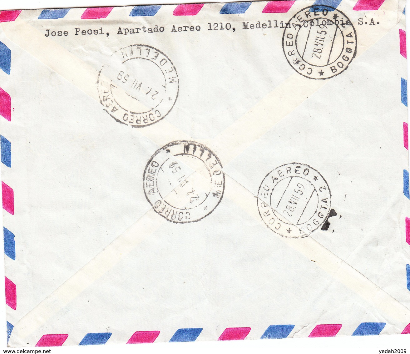 COLOMBIA AIRMAIL COVER 1959 - Colombia