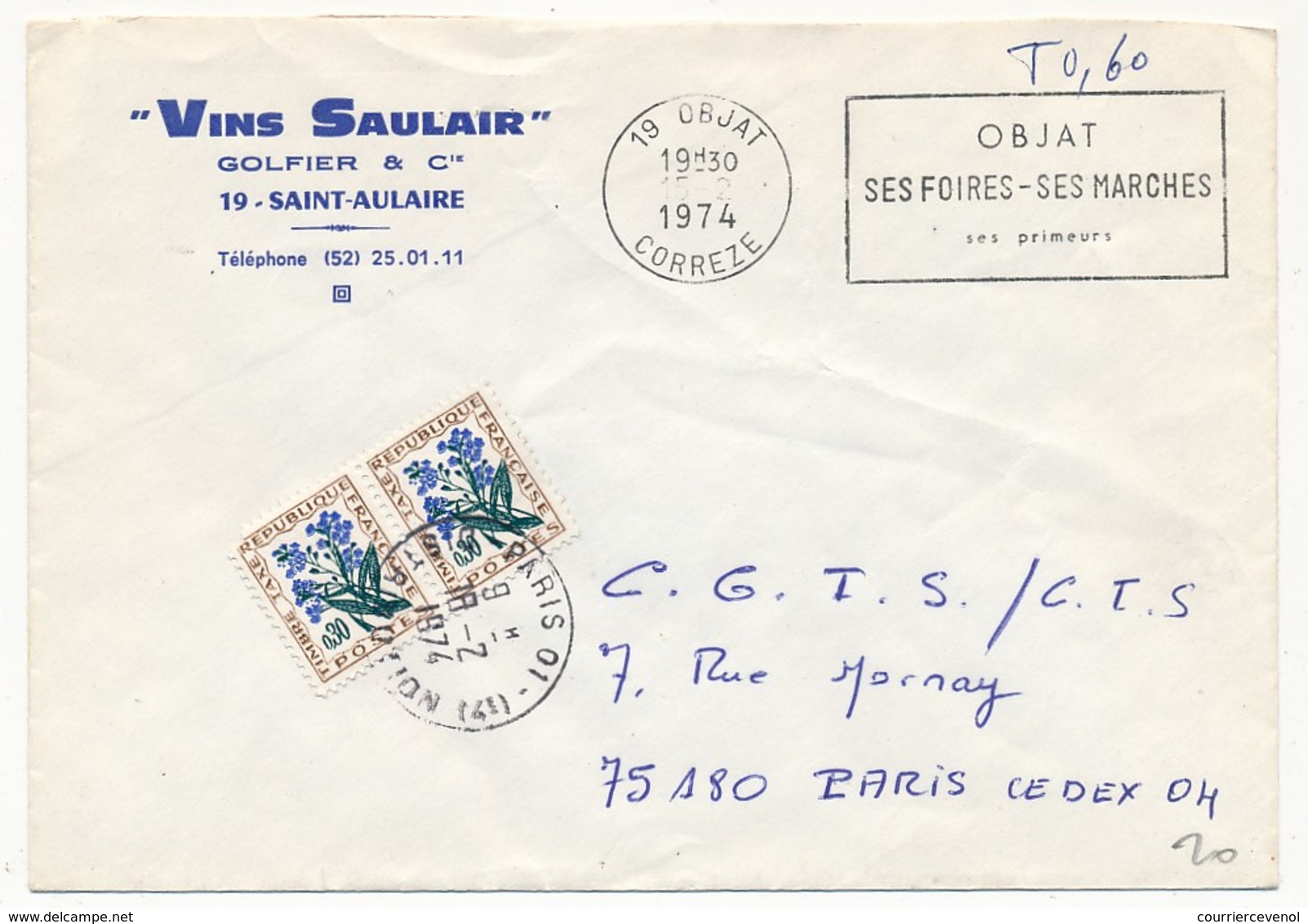 Lot 9 Enveloppes, Toutes Taxées Type Fleurs, Années 60 Et 70 - Tous états - 1960-.... Cartas & Documentos