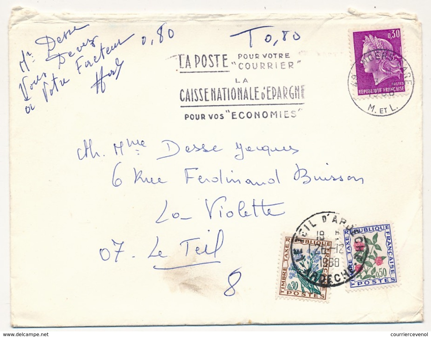 Lot 9 enveloppes, toutes taxées type fleurs, années 60 et 70 - Tous états