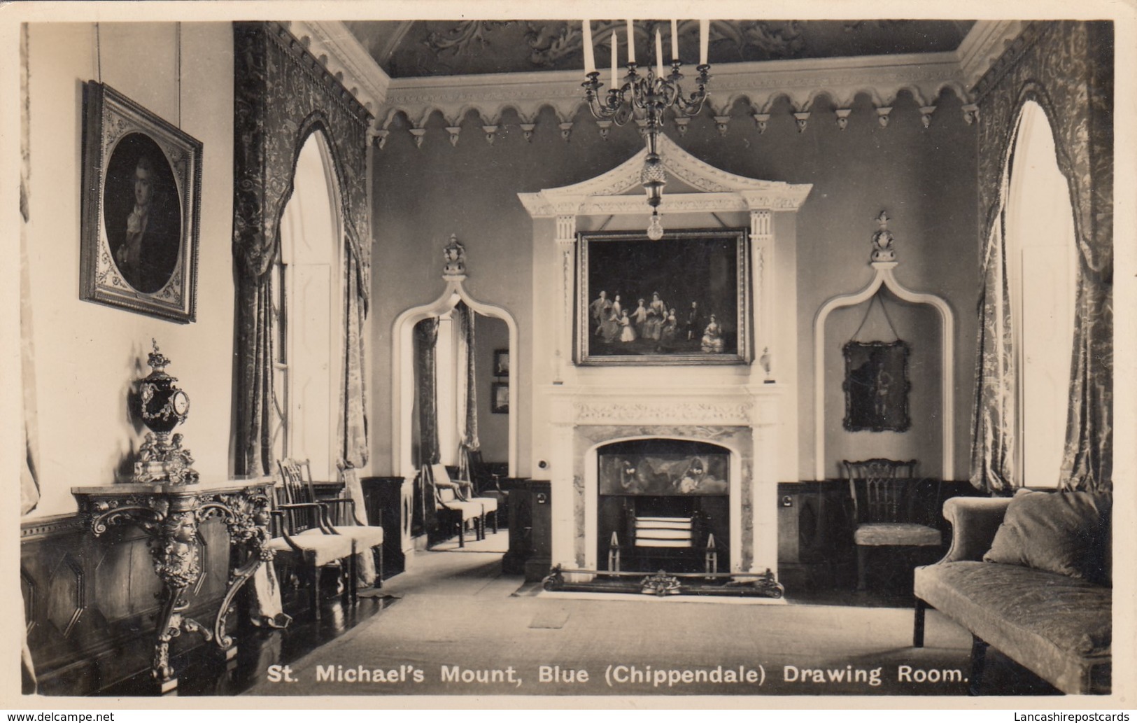 Postcard St Michael's Mount Blue [ Chippendale ] Drawing Room RP My Ref  B13142 - St Michael's Mount