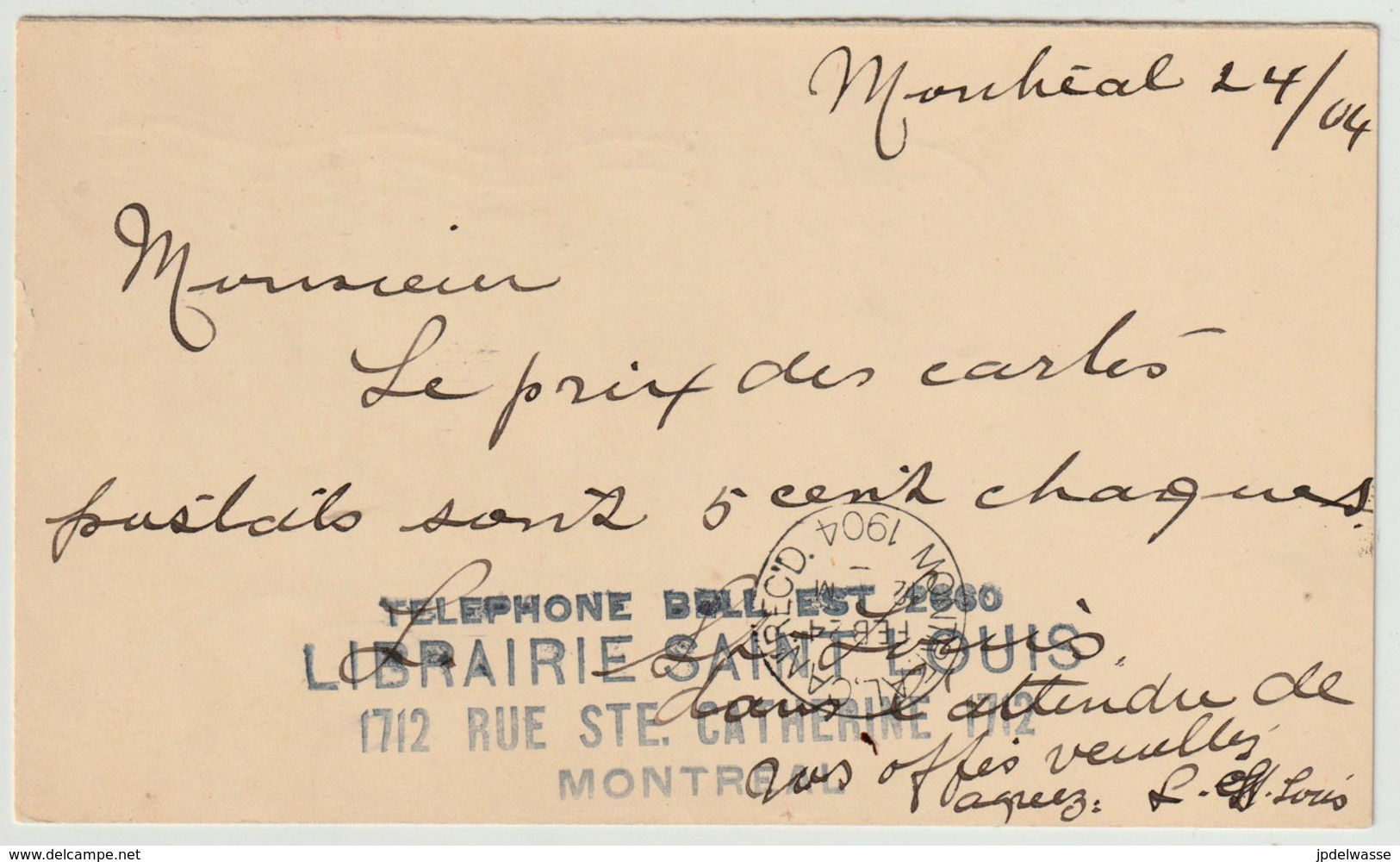 Carte Postale P19 (Webb) à Réponse Prépayée 1¢ Noir De Montréal à St-Aniset Le 24/2/1904 - 1860-1899 Règne De Victoria