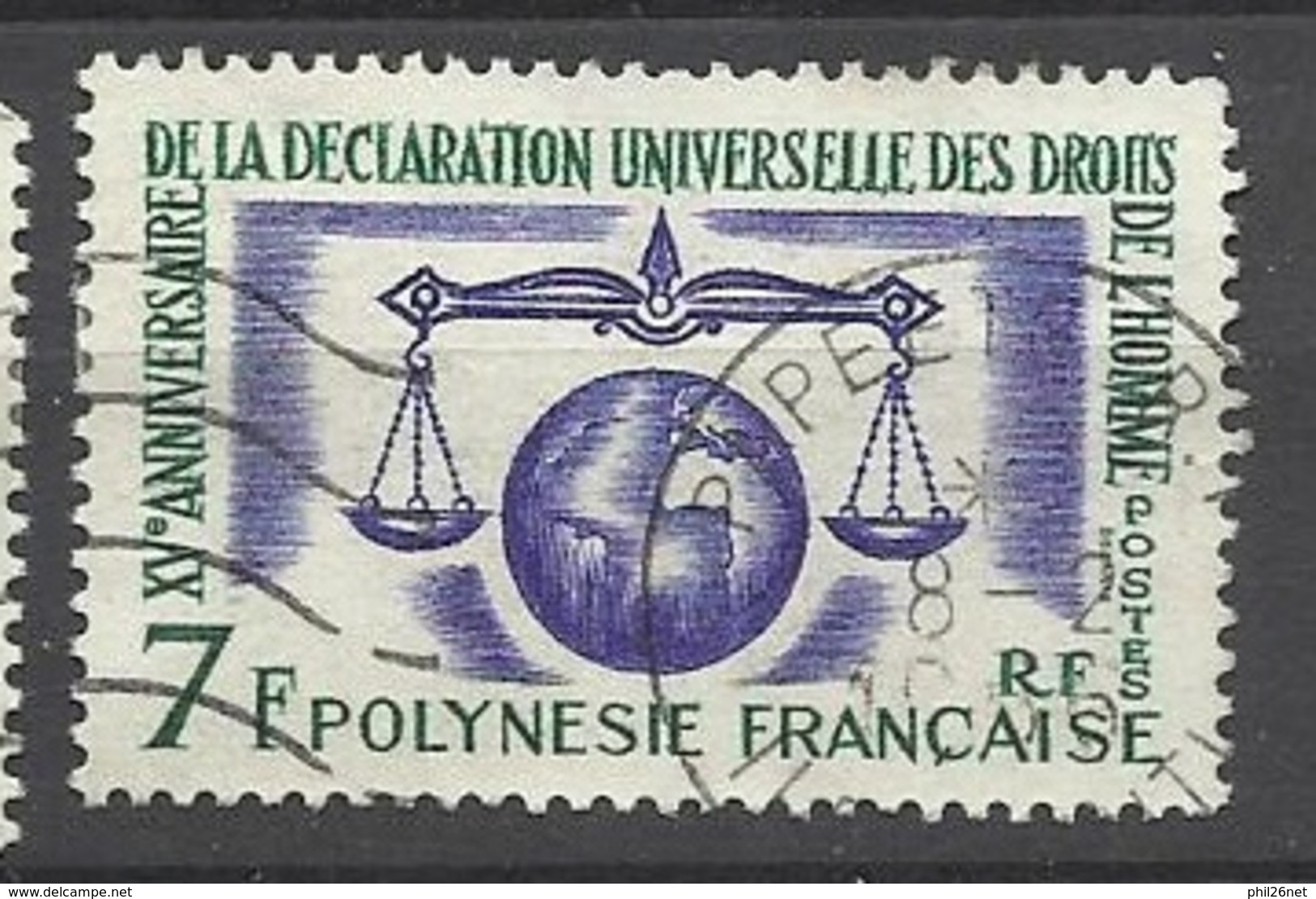 Polynésie  Poste N° 25  Déclaration  Universelle Des Droits De L'Homme Oblitéré   B/TB  ..    - Usados