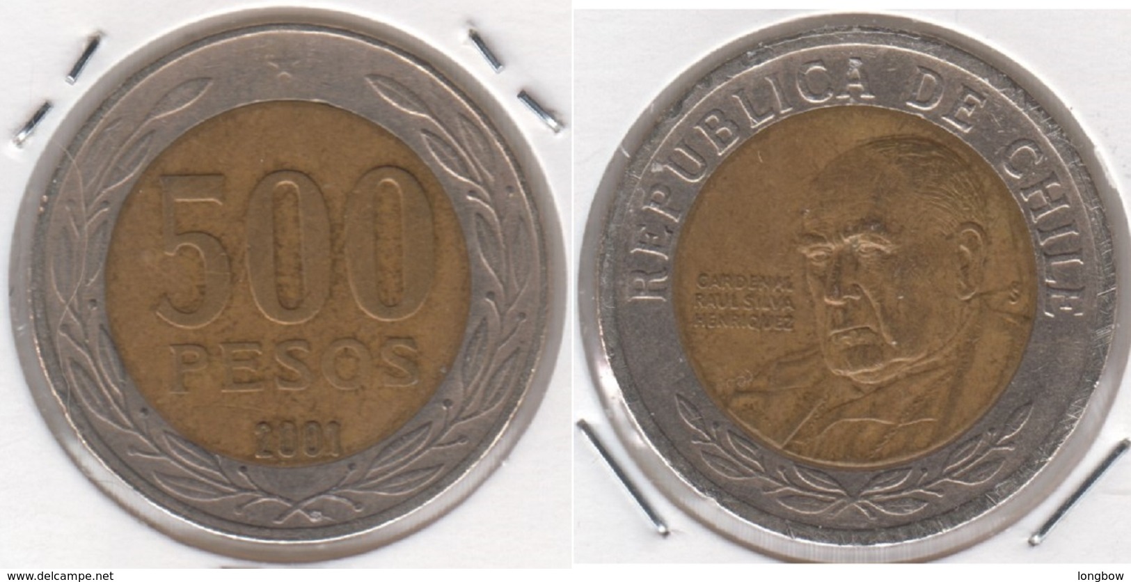 Cile 500 Pesos 2001 Bimetallica KM#235 - Used - Chile