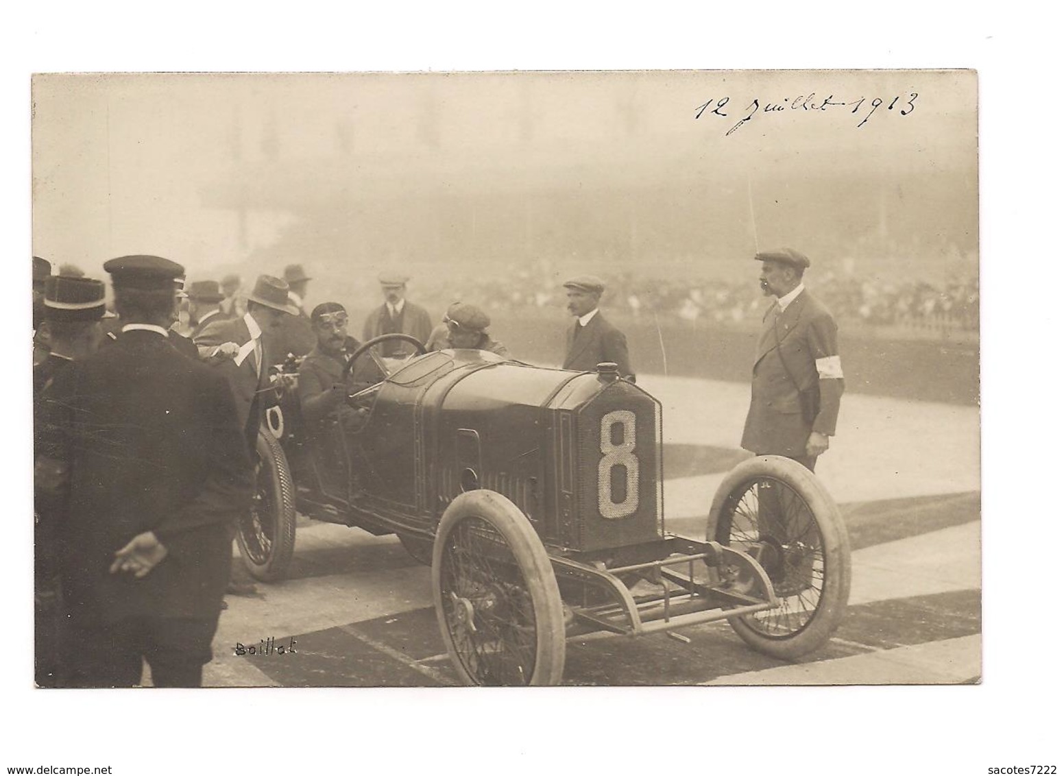 CARTE PHOTO AUTOMOBILE CIRCUIT DE PICARDIE - JUILLET 1913 AMIENS - GROS PLAN (Hacquart Photo AMIENS) - - Grand Prix / F1