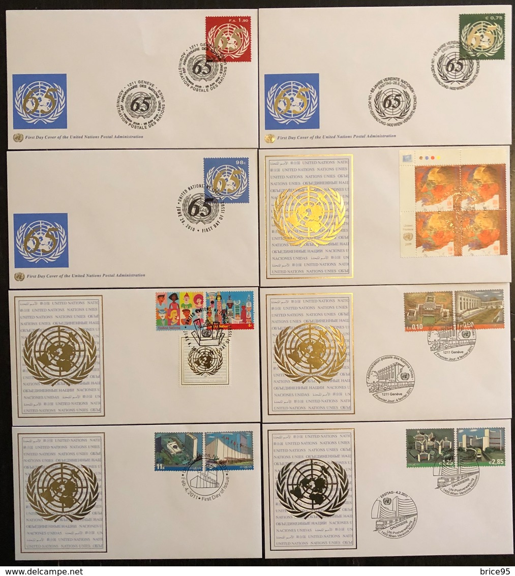 Nations Unies FDC - Premier Jour - Lot De 8 FDC - Thématique ONU - 2009 à 2011 - Collections, Lots & Séries